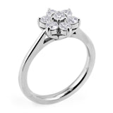 Platinum 0.75ct Round Brilliant Cut Diamond Seven Stone Flower Engagement Ring