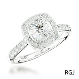 The Skye Brava Platinum 0.50ct Round Brilliant Cut Diamond Engagement Ring With 0.33ct Diamond Halo And Diamond Set Shoulders