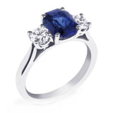 Platinum 1.96ct Radiant Cut Sapphire and 0.81ct Diamond Three Stone Engagement Ring