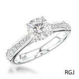 The Memoire Classic Platinum 0.50ct Round Brilliant Cut Diamond Solitaire Engagement Ring With 0.20ct Diamond Set Shoulders