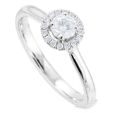 The Protea Platinum Round Brilliant Cut Diamond Engagement Ring With Diamond Halo