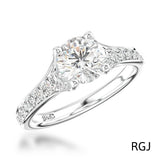 The Valentia Platinum 0.70ct Round Brilliant Cut Diamond Solitaire Engagement Ring With 0.24ct Diamond Set Shoulders
