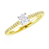 The Jasmine 18ct Yellow Gold 0.41ct Round Brilliant Cut Diamond Solitaire Engagement Ring With 0.10ct Diamond Set Shoulders