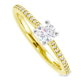 The Jasmine 18ct Yellow Gold 0.41ct Round Brilliant Cut Diamond Solitaire Engagement Ring With 0.10ct Diamond Set Shoulders