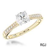 The Skye Classic 18ct Yellow Gold 0.51ct Round Brilliant Cut Diamond Solitaire Engagement Ring With 0.26ct Diamond Set Shoulders