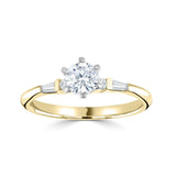 The Gloriosa 18ct Yellow Gold And Platinum Round Brilliant Cut Diamond Solitaire Engagement Ring With Diamond Set Shoulders