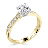 The Cassia 18ct Yellow Gold 0.40ct Round Brilliant Cut Diamond Solitaire Engagement Ring With 0.18ct Diamond Set Shoulders