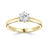 The Poppy 18ct Yellow Gold And Platinum Round Brilliant Cut Diamond Solitaire Engagement Ring