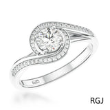 The Tiree Platinum 0.40ct Round Brilliant Cut Diamond Engagement Ring With 0.29ct Diamond Halo And Diamond Set Shoulders