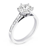 Platinum 2.22ct Round Brilliant Cut Diamond Set Shoulders Engagement Ring Side Closeup