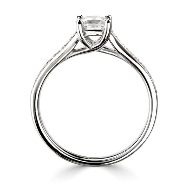 The Gerbera Platinum Princess Cut Diamond Solitaire Engagement Ring With Diamond Set Shoulders