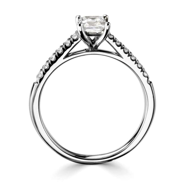 The Cosmos Platinum Princess Cut Diamond Solitaire Engagement Ring With Diamond Set Shoulders