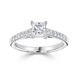 The Cosmos Platinum Princess Cut Diamond Solitaire Engagement Ring With Diamond Set Shoulders