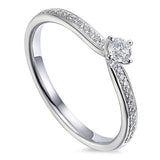 Platinum 0.33ct Round Brilliant Cut Diamond Solitaire Engagement Ring With Diamond Set Shoulders