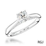 The Oxford Platinum 0.40ct Round Brilliant Cut Diamond Solitaire Engagement Ring With 0.07ct Diamond Detailing