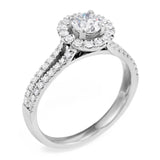 The Clementine Platinum Round Brilliant Cut Diamond Engagement Ring With Diamond Halo And Diamond Set Shoulders