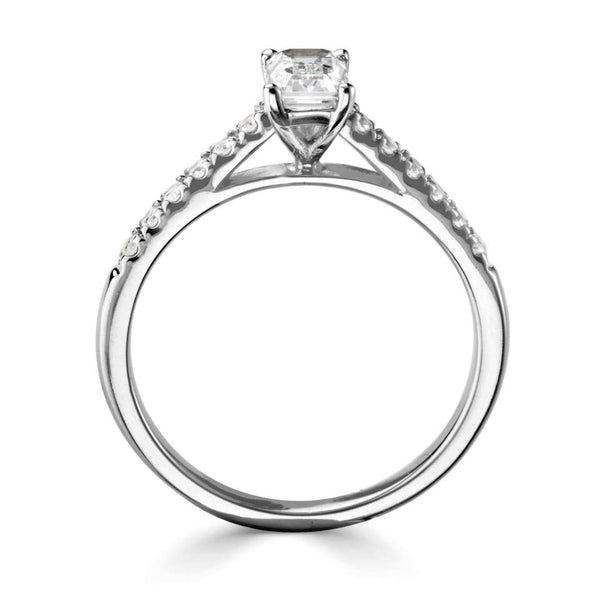 The Laurel Platinum Emerald Cut Diamond Solitaire Engagement Ring With Diamond Set Shoulders