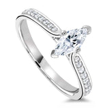 The Ivy Platinum Marquise Cut Diamond Solitaire Engagement Ring With Diamond Set Shoulders