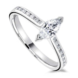 The Acacia Platinum 0.40ct Marquise Cut Diamond Solitaire Engagement Ring With 0.19ct Diamond Set Shoulders