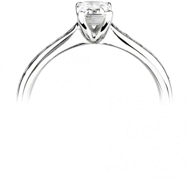 The Heather Platinum Emerald Cut Diamond Solitaire Engagement Ring With Diamond Set Shoulders