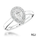 The Skye Pure Platinum 0.50ct Pear Cut Diamond Engagement Ring With 0.15ct Diamond Halo