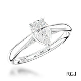 The Oxford Platinum 0.50ct Pear Cut Diamond Solitaire Engagement Ring With 0.07ct Diamond Detailing