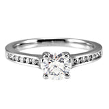 The Waterlily Platinum 0.50ct Round Brilliant Cut Diamond Solitaire Engagement Ring With 0.21ct Diamond Set Shoulders
