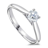 The Lunaria Platinum 0.41ct Round Brilliant Cut Diamond Solitaire Engagement Ring With 0.04ct Diamond Detailing