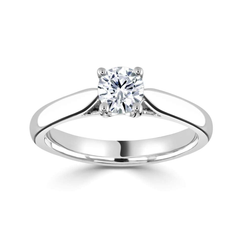 The Posey Platinum Round Brilliant Cut Diamond Solitaire Engagement Ring