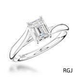 The Capri Platinum 0.70ct Emerald Cut Diamond Solitaire Engagement Ring