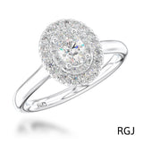 The Skye Duo Platinum 0.48ct Oval Cut Diamond Engagement Ring With 0.30ct Double Diamond Halo