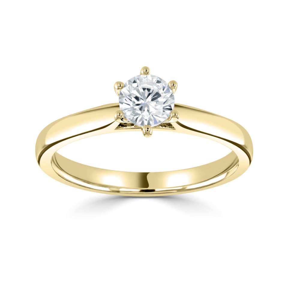 The Poppy 18ct Yellow Gold Round Brilliant Cut Diamond Solitaire Engagement Ring