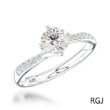 The Memoire Canna Platinum 0.40ct Round Brilliant Cut Diamond Solitaire Engagement Ring With 0.08ct Diamond Set Shoulders