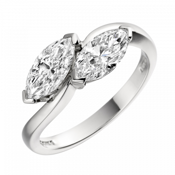 platinum 0.80ct marquise cut diamond toi et moi two stone engagement ring