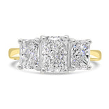 18ct Yellow Gold 2.01ct Radiant Cut Diamond Three Stone Engagement Ring