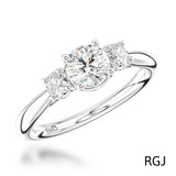 The Aldany Platinum 0.96ct Round Brilliant Cut Diamond Three Stone Engagement Ring