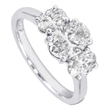 Platinum 1.81ct Three Stone Oval Cut Diamond Engagement Ring