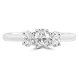 Platinum 0.59ct Oval Cut Diamond Three Stone Engagement Ring