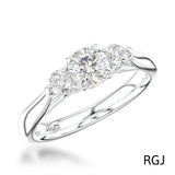The Tulip Platinum 1.10ct Round Brilliant Cut Diamond Three Stone Engagement Ring