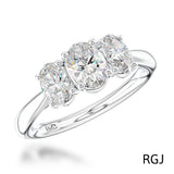 The Florentina Platinum 1.81ct Oval Cut Diamond Three Stone Engagement Ring