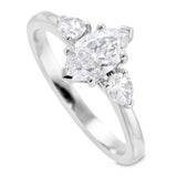 Platinum 1ct Marquise And Pear Cut Diamond Three Stone Engagement Ring
