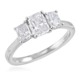 Platinum 1.19ct Radiant Cut Diamond Three Stone Engagement Ring