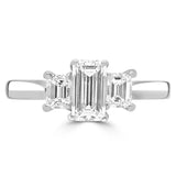 Platinum 0.87ct Emerald Cut Diamond Three Stone Engagement Ring