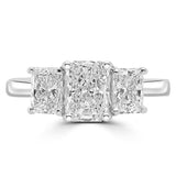 Platinum 1.12ct Radiant Cut Diamond Three Stone Engagement Ring