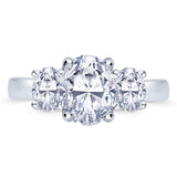 Platinum 0.80ct Oval Cut Diamond Three Stone Engagement Ring
