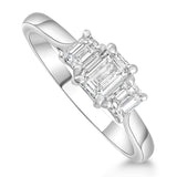 Platinum 1.80ct Emerald Cut Diamond Three Stone Engagement Ring