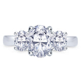 Platinum 0.80ct Oval Cut Diamond Three Stone Engagement Ring