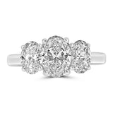 Platinum 2.51ct Oval Cut Diamond Three Stone Engagement Ring