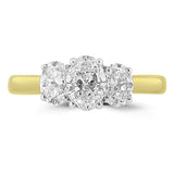 18ct Yellow Gold And Platinum 0.67ct Oval Cut Diamond Three Stone Engagement Ring