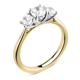 The Calanthe 18ct Yellow Gold And Platinum Round Brilliant Cut Diamond Three Stone Engagement Ring